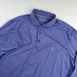 Michel Rouen Shirt Men's XL Purple‎ Stripe Performance Polo Long Sleeve